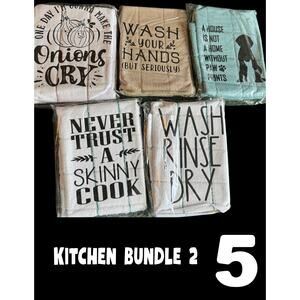 Kitchen Puns Dish Towels 2 - Brand New - Great Gift - Vendor Show Fillers